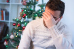 Man felling depressed and lonely during the christmas time